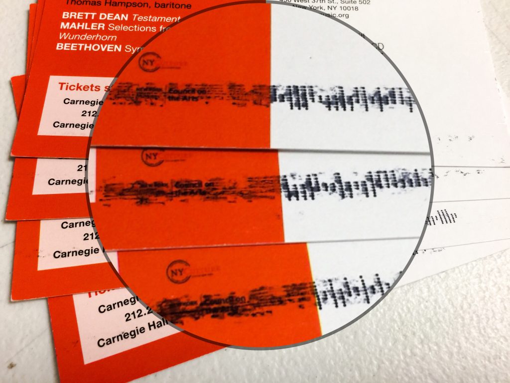 Smeared barcode on postcard